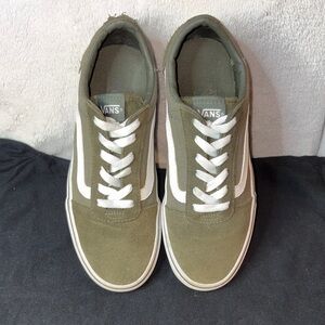 Vans Men's Olive and White Sneakers